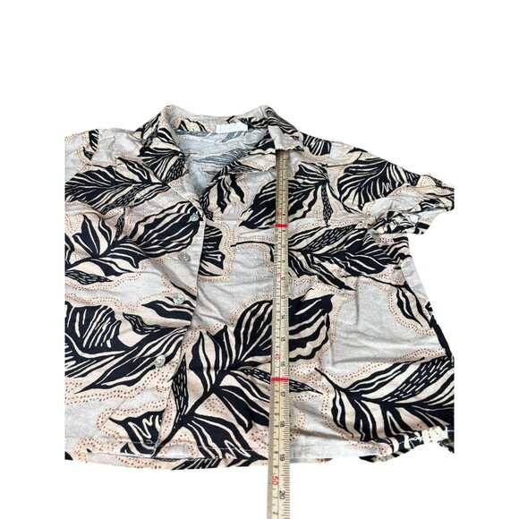 Panama Jack Womens Short Sleeve Button-Down Shirt M Leaf Print Linen/Rayon Blend - Picture 10 of 10